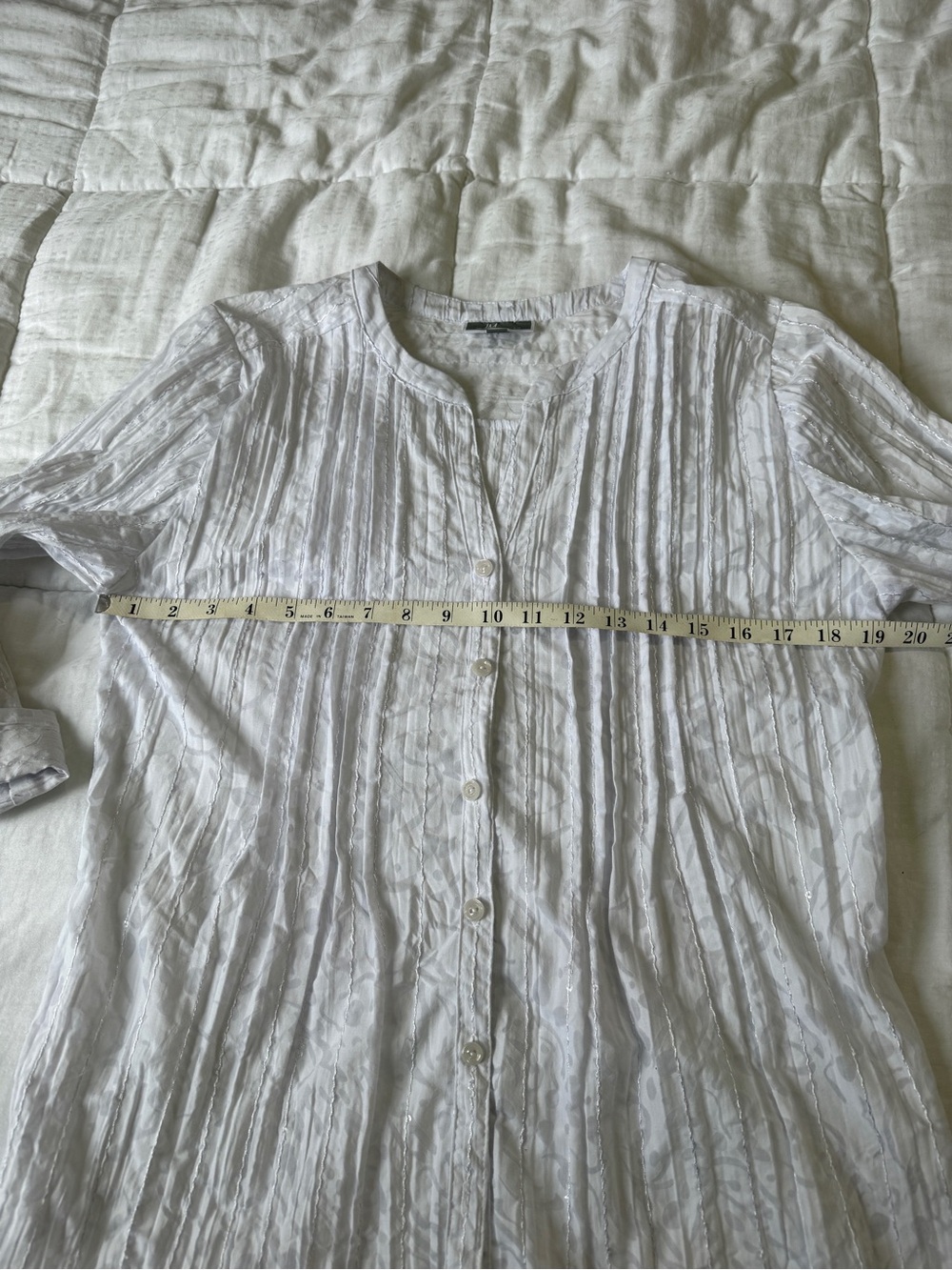 JM Collection White Button-Front Top - Picture 3 of 7
